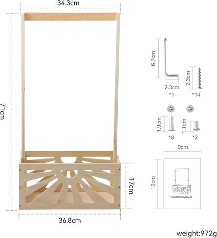 8 In 1 Wooden Baby Shower Crate Closet, Baby Basket with Handle Footprint Kit for Baby Shower Gifts, Baby Shower Wooden Gift Crate, Baby Personailzed Basket for Pregnancy New Parent in Saudi Arabia