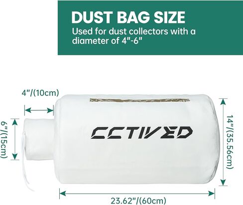 أكياس فلتر جامع الغبار 70334 من CCTIVED مثبتة على الحائط، حقيبة تجميع الغبار مع مشبك خرطوم لفتحة مقاس 4-5 بوصات، متوافقة مع Grizzly، Shop Fox، Rockler، Delta، Wen، Powertec DC5371/5372 in Kuwait