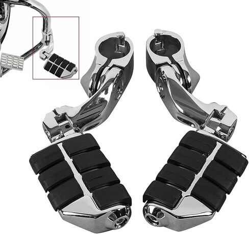 Goodfitment - أوتاد قدم للطرق السريعة للدراجات النارية متوافقة مع Softail Sportster Electra Road Glide Road King Street Glide مع واقي محرك 1.25 بوصة و1 1/4 قضيب طريق سريع in Kuwait