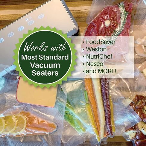 لفة أكياس تفريغ الهواء من FoodVacBags مقاس 11 × 50 باللون الأسود والشفاف، متوافقة مع حافظة الطعام، شديدة التحمل، درجة تجارية، مقاومة للرائحة، فيديو سوس، حماية من الضوء in Kuwait