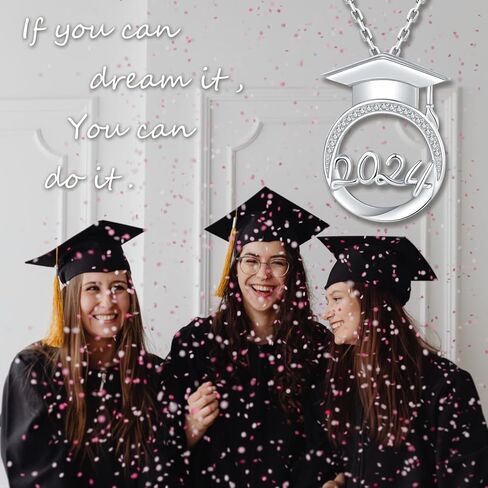 Graduation Gifts for Her 2024 - Sterling Silver Class of 2024 Graduation Necklace for Best Friends, High School College Senior 2024 Gifts Inspirational Jewelry Graduation Gifts for Women Girls in Kuwait