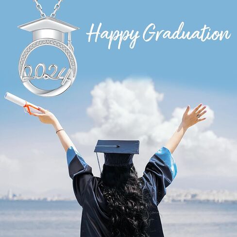 Graduation Gifts for Her 2024 - Sterling Silver Class of 2024 Graduation Necklace for Best Friends, High School College Senior 2024 Gifts Inspirational Jewelry Graduation Gifts for Women Girls in Kuwait