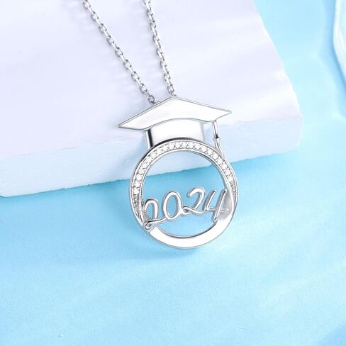 Graduation Gifts for Her 2024 - Sterling Silver Class of 2024 Graduation Necklace for Best Friends, High School College Senior 2024 Gifts Inspirational Jewelry Graduation Gifts for Women Girls in Kuwait