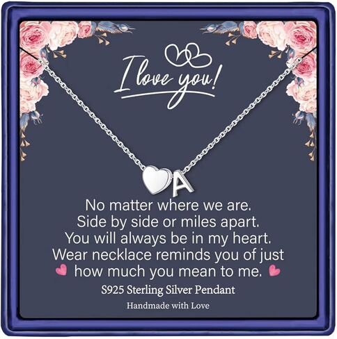 storup هدايا عيد الأم للفتيات في سن المراهقة قلادة، s925 الفضة الاسترليني القلب الأولي a-z قلادة قلادة القلائد القلب الصغير للفتيات عيد ميلاد الأمهات هدايا عيد للفتيات النساء هدايا المجوهرات in Kuwait