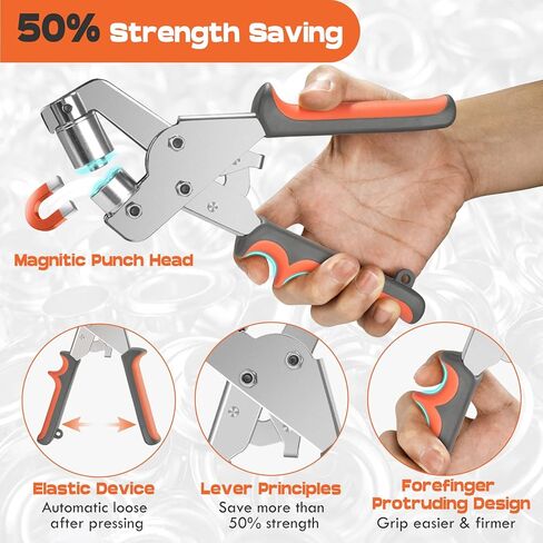 مجموعة NEU MASTER جروميت مع حقيبة، مجموعة أدوات جروميت 3/8 بوصة مع 500 قطعة من الثقوب، طقم ثقب محمول كماشة ثقب كماشة مجموعات ضغط جروميت لقماش القماش والجلود (حلقات 10 مم) in Kuwait