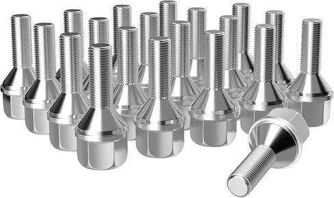 CARPMS 20 قطعة M12x1.25 براغي عجلة OEM، مسامير عجلة بطول ساق 28 مم 19 مم مخروطي سداسي مناسب لـ 2015-2022 Renegade، 2014-2022 Cherokee، 2018-2022 بوصلة، 2013-2016 Dart in Kuwait