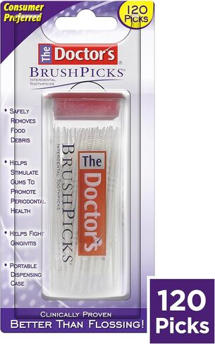 The Doctor's BrushPicks، فرش بين الأسنان وأداة تنظيف الأسنان 2 في 1، مزيل البلاك للأسنان، 120 عود أسنان، عبوة واحدة in Saudi Arabia