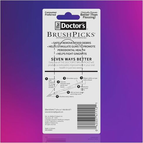 The Doctor's BrushPicks، فرش بين الأسنان وأداة تنظيف الأسنان 2 في 1، مزيل البلاك للأسنان، 120 عود أسنان، عبوة واحدة in Saudi Arabia
