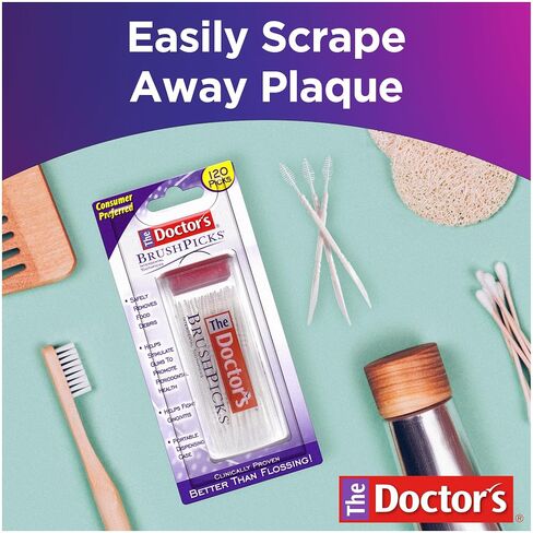 The Doctor's BrushPicks، فرش بين الأسنان وأداة تنظيف الأسنان 2 في 1، مزيل البلاك للأسنان، 120 عود أسنان، عبوة واحدة in Saudi Arabia