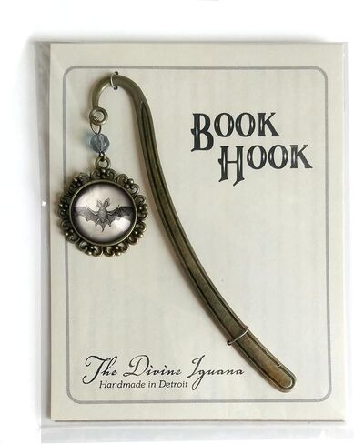 Victorian Bat Goth Brass Bookmark with Reversed Decoupage Glass Cabochon in Saudi Arabia