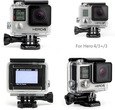 حافظة حماية قياسية مقاومة للماء لكاميرات GoPro Hero 4 و3+ و3 وباب خلفي BacPac لشاشة LCD ممتدة أو بطارية موسعة - حتى 40 مترًا تحت الماء - شفاف شفاف in Kuwait