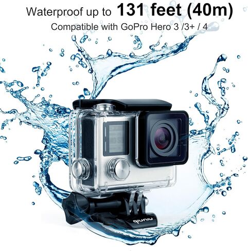 حافظة حماية قياسية مقاومة للماء لكاميرات GoPro Hero 4 و3+ و3 وباب خلفي BacPac لشاشة LCD ممتدة أو بطارية موسعة - حتى 40 مترًا تحت الماء - شفاف شفاف in Kuwait