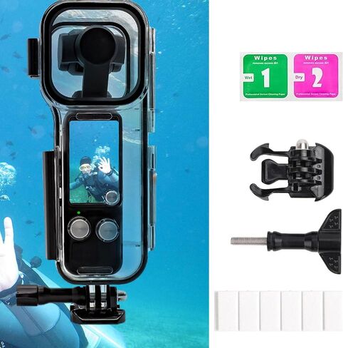 حافظة PCTC 45M (147ft) مقاومة للماء لـ DJI Osmo Pocket 3، غطاء حماية للغوص تحت الماء مع دعامة خوذة وملحقات دعامة 1/4 in Saudi Arabia