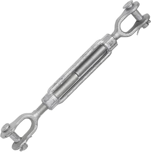 Indusco 93900331 Hot Dipped Drop Forged Galvanized Steel Jaw and Jaw Turnbuckle, 5200 lbs Working Load Limit, 3/4" Threaded Diameter x 6" Take Up, 17" Length in Saudi Arabia