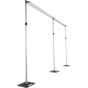 Backdrop Stand 118x236inch Double Crossbar Height Adjustable Heavy Duty Pipe Drape Kit Backdrop Support with Heavy Duty Metal Flat Base for Wedding Parties Events Decoration in Kuwait