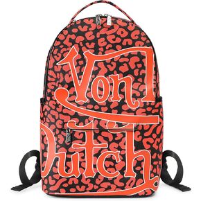 حقيبة ظهر Von Dutch متوسطة الحجم - حقيبة ظهر أنيقة متعددة الأغراض مع جيب أمامي بسحاب، وأشرطة قابلة للتعديل، وتصميم متين (الفهد الأزرق) in Kuwait