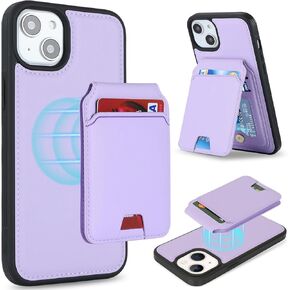 حافظة لهاتف iPhone 15 مع Magsafe متوافقة 2 في 1 قابلة للفصل مع حامل بطاقات من جلد البولي يوريثان وفتحات لبطاقة الائتمان وغطاء هاتف مغناطيسي مقاوم للصدمات (6.1 بوصة) - أسود in Kuwait