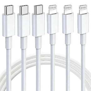 Ximytec [MFi Certified] USB C to Lightning Cable 3Pack 10FT iPhone Fast Charger Cable Type C Charging Cord Compatible with iPhone 14 13 13 Pro Max 12 12 Pro Max 11 XS XR X 8 iPad,White in Kuwait