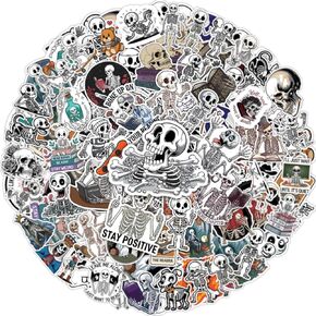 64 قطعة من ملصقات الهيكل العظمي - ملصقات الأشعة السينية المقاومة للماء لزجاجات المياه وأمتعة الكمبيوتر المحمول وسجلات القصاصات والمراهقين والبالغين والبنات والأطفال وديكورات حفلات أعياد الميلاد المضحكة in Kuwait