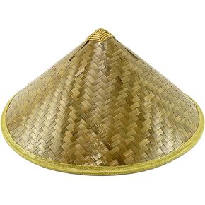Chinese Style Straw Bamboo Hat Oriental- Hat Lightweight and Breathable Farmer Fishing Hat Sunshade- Rainproof Green in Kuwait
