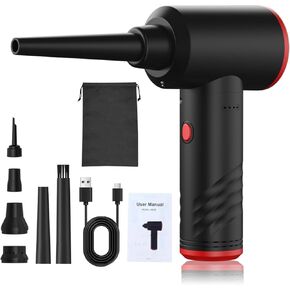 Cordless Electric Duster, Handheld Air Blower, Dust Removal Tool with Adjustable Speed -53000 RPM, 3 Nozzles & LED Light, Ideal for Electronics Keyboard Car Vents (AD38 Black Standard in Kuwait
