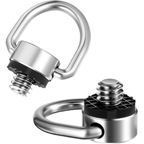 2 Pack D Ring Screw, 1/4"-20 Thread Camera Aluminum Alloy Fixing Screw with Rubber Padded Hinged Holder Quick Release Wrist Strap Sling Accessories for Tripod Camera, Selfie Stick, Gimbal (Silver) in Kuwait