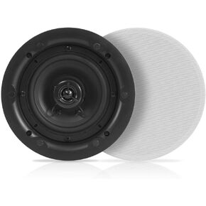 Pyle Ceiling and Wall Mount Speaker - 5.25" Dual 2-Way Audio Stereo Sound Subwoofer Sound with Tweeter, 300 Watts, in-Wall & in-Ceiling Flush Mount for Home Surround System - 1 Pair PWRC53 (White) in Kuwait