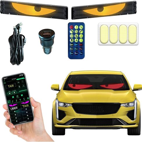 LED Devil's Eyes 2PCS Pack: Dual ojos led para carro (14x4 inch) – Programmable USB Power RGB Display for Cars, SUVs & Trucks | Easy Sync with Remote & App Settings in Saudi Arabia