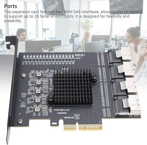 Fabater PCIe 3.0 x4 Expansion Card, PCIe to 4 Port MINI SAS SFF 8087 Adapter for Wins 10 11 2003 System, Up to 16 Serial ATA3.0 Ports in Kuwait