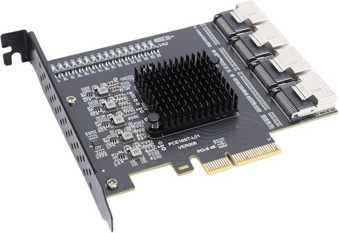 Fabater PCIe 3.0 x4 Expansion Card, PCIe to 4 Port MINI SAS SFF 8087 Adapter for Wins 10 11 2003 System, Up to 16 Serial ATA3.0 Ports in Kuwait