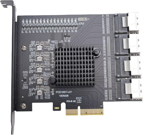 Fabater PCIe 3.0 x4 Expansion Card, PCIe to 4 Port MINI SAS SFF 8087 Adapter for Wins 10 11 2003 System, Up to 16 Serial ATA3.0 Ports in Kuwait