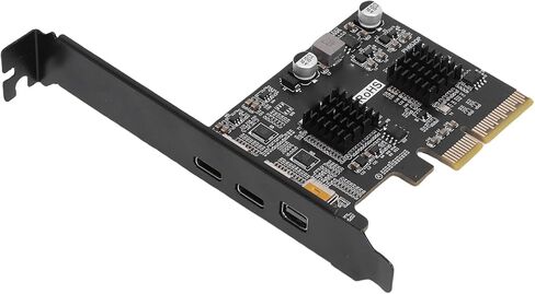 بطاقة توسيع فاباتر 3 منافذ PCIe إلى USB 3.0، محول وحدة تحكم محور PCIe USB3 للكمبيوتر المكتبي، 1 USB و2 نوع C، يدعم DisplayPort Video 4K 60HZ in Kuwait