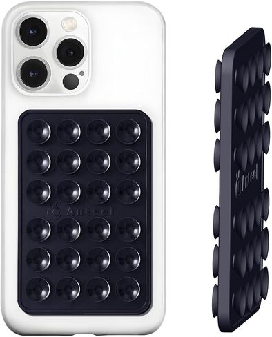 Silicone Double-Sided Suction Cup Phone Stand Detachable Mount, Sticky Phone Grip with Higher Suction Power for iPhone 17/16/15, Hands-Free Phone Accessories Holder for Selfies and Videos (Black) in Saudi Arabia