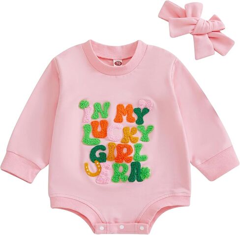 YINGISFITM Baby Boy Girl St Patricks Day Outfits Newborn Lucky Charm Sweatshirt Romper Clover Onesie Cute Spring Clothes in Saudi Arabia