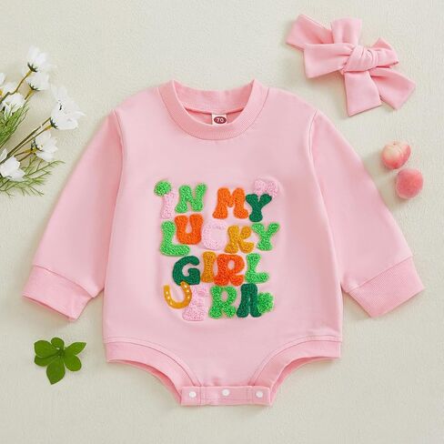 YINGISFITM Baby Boy Girl St Patricks Day Outfits Newborn Lucky Charm Sweatshirt Romper Clover Onesie Cute Spring Clothes in Saudi Arabia