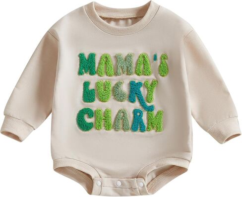 YINGISFITM Baby Boy Girl St Patricks Day Outfits Newborn Lucky Charm Sweatshirt Romper Clover Onesie Cute Spring Clothes in Saudi Arabia
