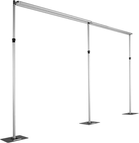 Backdrop Stand 118x236inch Double Crossbar Height Adjustable Heavy Duty Pipe Drape Kit Backdrop Support with Heavy Duty Metal Flat Base for Wedding Parties Events Decoration in Kuwait