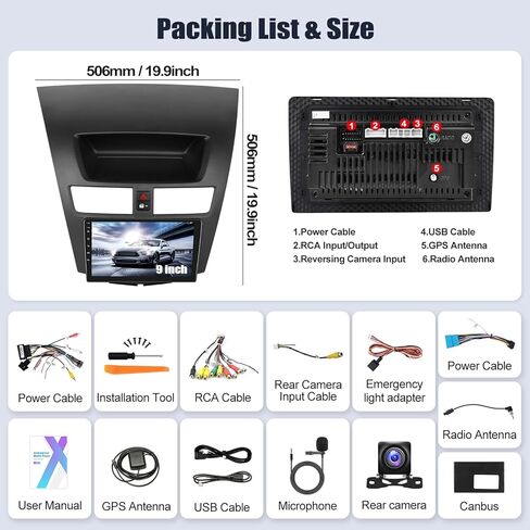 SIXWIN Android Car Stereo for Mazda BT-50 2011-2020 with Wireless CarPlay Android Auto Mirror Link 2G+64G 9 Inch Touchscreen Bluetooth GPS Navigation WiFi FM Backup Camera MIC in Saudi Arabia