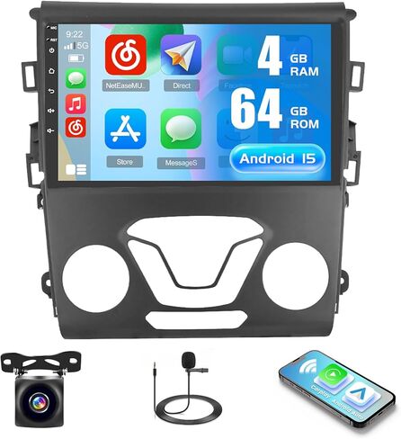2+64G Radio for Ford Fusion Mondeo 2013-2019 Android 13 Car Stereo 9 '' Touch Screen متوافق مع Carplay Android Auto ، Camera AHD Backup ، رابط المرآة ، GPS ، WiFi ، DSP in Kuwait