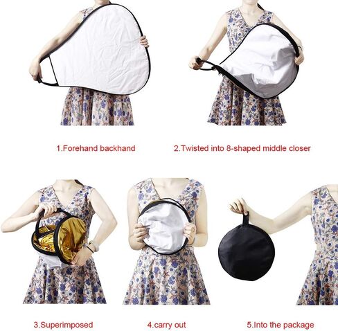 32in Reflector Photography, 5 in 1 Light Reflectors for Photography with Gold/Silver/White/Black/Translucent, Portable Photo Reflector & Light Diffuser for Studio, Outdoor, Portrait Shooting in Saudi Arabia