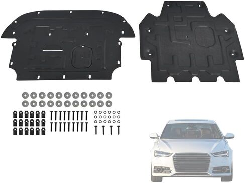 Engine Case Guard Splash Shield Fit for Audi A6 / S6 2012-2018 Front & Rear Lower Engine Mud Flap Cover Plastic PVC Chassis Protection Plate,Direct Installation NO Drilling in Saudi Arabia