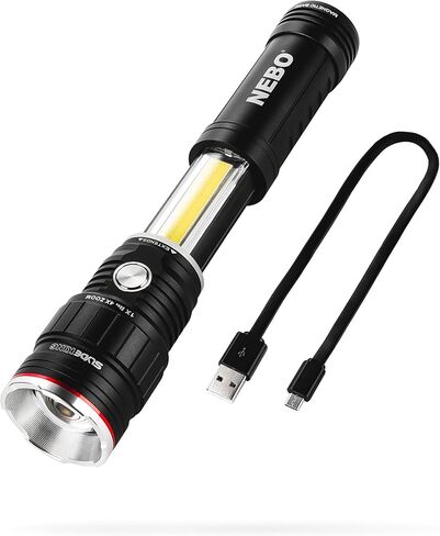 500 Lumen COB LED Work-Light and Flashlight, Red Light Mode and Red Flashing Light Mode, 4x Adjustable Zoom, Magnetic Base, No Need to Buy Batteries SLYDE KING is Rechargeable - NEBO 6726 Slyde King in Saudi Arabia