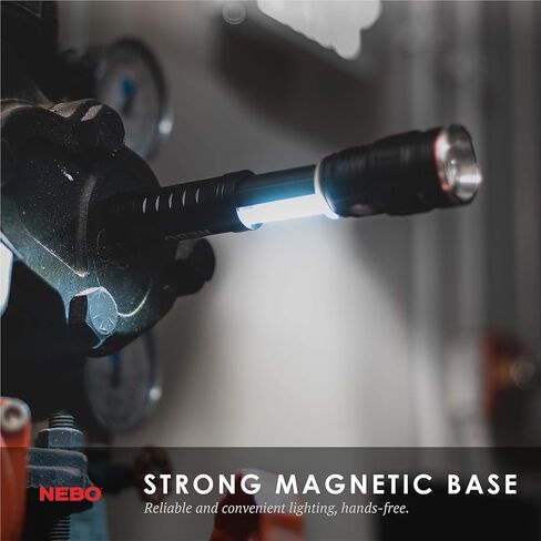 500 Lumen COB LED Work-Light and Flashlight, Red Light Mode and Red Flashing Light Mode, 4x Adjustable Zoom, Magnetic Base, No Need to Buy Batteries SLYDE KING is Rechargeable - NEBO 6726 Slyde King in Saudi Arabia