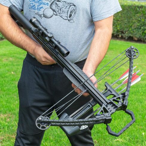 XtremepowerUS Outdoor Hunter Sniper Crossbow 165 Lbs 380 fps Hunting Quiver Rope Cocking 4x33 Scope 3X Carbon Arrows Set in Saudi Arabia