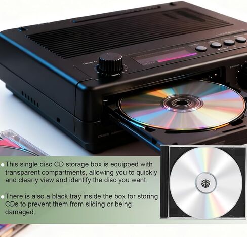 6PCS Car Standard Single Clear CD Jewel Case, Plastic Discs Storage Jewel Case for Protection Replacement, CD DVD Cover Holder with Assembled Tray, Universal for Vehicles (Transparent) in Saudi Arabia