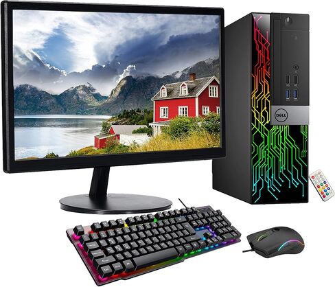 كمبيوتر Dell OptiPlex صغير الحجم مع شاشة 24 بوصة ومعالج Intel Core i5 6500 3.2 جيجا هرتز وذاكرة الوصول العشوائي 8 جيجا بايت و512 جيجا بايت SSD Windows 11 Pro WiFi ولوحة المفاتيح والماوس (متجدد) in Kuwait