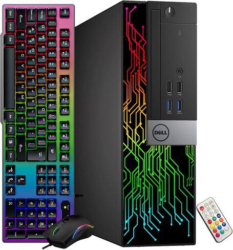 كمبيوتر Dell OptiPlex صغير الحجم مع شاشة 24 بوصة ومعالج Intel Core i5 6500 3.2 جيجا هرتز وذاكرة الوصول العشوائي 8 جيجا بايت و512 جيجا بايت SSD Windows 11 Pro WiFi ولوحة المفاتيح والماوس (متجدد) in Kuwait