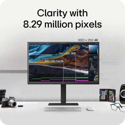 شاشة LG 27U730A 27 بوصة 4K UHD Ultrafine™ IPS، HDR10، DCI-P3 90%، USB-C 90W PD، حامل ارتفاع/إمالة/دوار، بلا حدود تقريبًا، مفتاح LG، العناية بالعين، متوافق مع أجهزة Mac والكمبيوتر الشخصي in Saudi Arabia