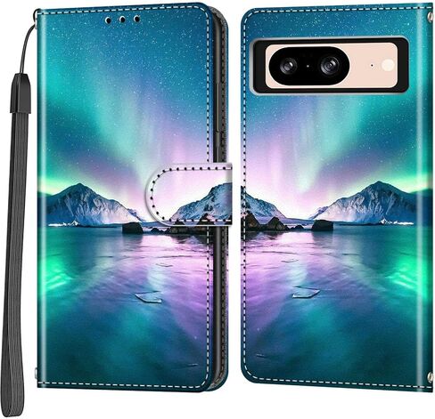 حافظة محفظة لهاتف Google Pixel 8، [مسند] حامل 3 بطاقات [غلاف داخلي من مادة TPU مقاوم للصدمات]، غطاء قلاب واقٍ مغناطيسي من جلد البولي يوريثان مقاس 6.2 بوصة 2023، فراشة وردية in Kuwait