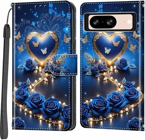 حافظة محفظة لهاتف Google Pixel 8، [مسند] حامل 3 بطاقات [غلاف داخلي من مادة TPU مقاوم للصدمات]، غطاء قلاب واقٍ مغناطيسي من جلد البولي يوريثان مقاس 6.2 بوصة 2023، فراشة وردية in Kuwait